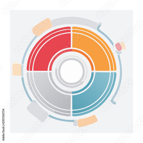 Flat design loading icon with blue and orange rings
