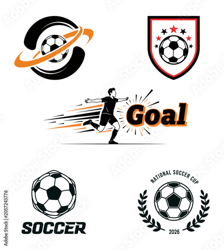 Soccer logos and icons isolated on transparent background