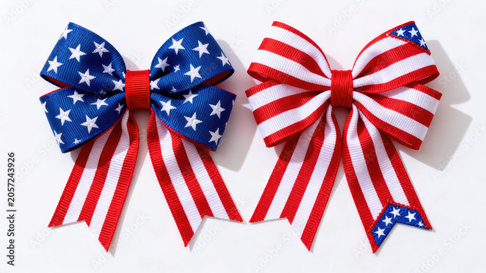 Obraz premium Patriotic american flag bows red white and blue usa themed decoration for july holiday celebration party on transparent background