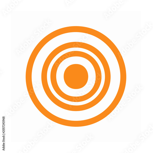Flat orange target icon with concentric rings