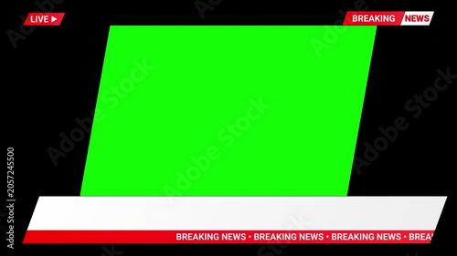 Live breaking news broadcast lower third template with green screen