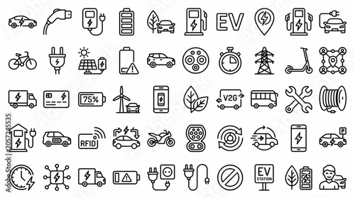 Various eco-friendly transportation icons displayed on screen