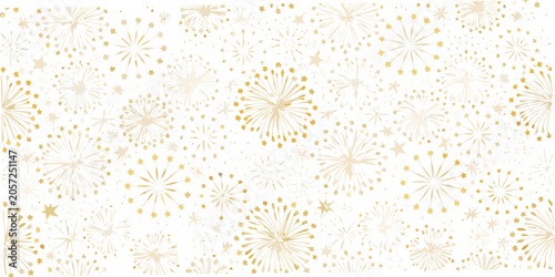 Konstfotografi Fireworks and stars pattern golden hues on a white background