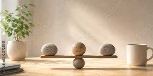 Photography Work Life Balance and Happiness ConceptWith a good start to the workday