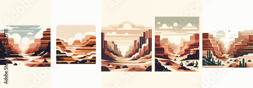 Cuadro en lienzo Vector of a desert canyon landscape