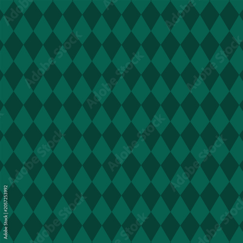Christmas Rhombus Seamless Pattern with Festive Plaid Texture. Green Argyle Geometric Diamond Background, Ideal for Holiday Wrapping and Decorative Designs