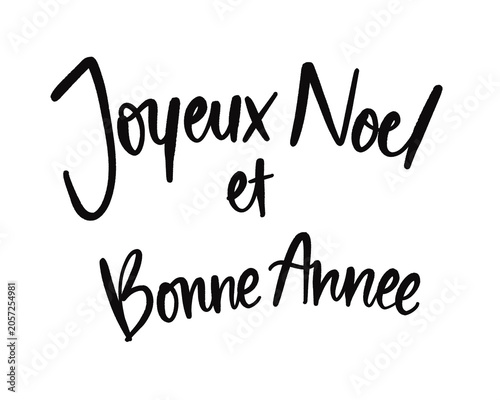 Joyeux Noel et Bonne Annee French Christmas New Year Lettering