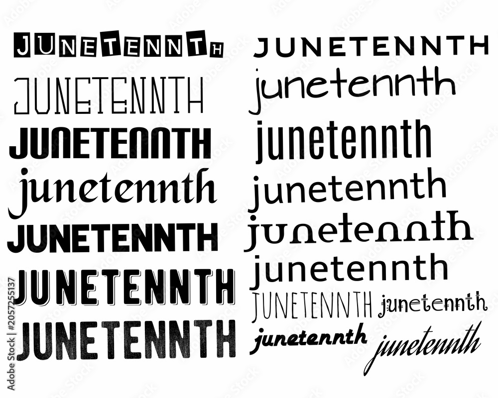 Obraz premium Juneteenth Typography Set Collection with Multiple Font Styles Vector Illustration