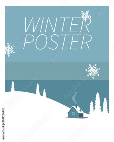 winter poster home minimalist flat design
