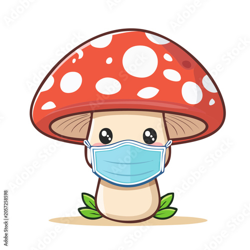 Red mushroom with bucket of water vector