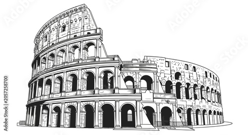 Tableau sur toile Colosseum Rome Italy Landmark Ancient Architecture Drawing