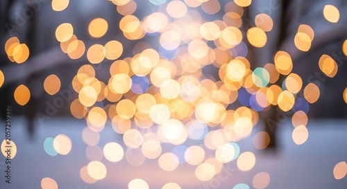 Blurry background with colorful bokeh lights shining brightly everywhere outside
