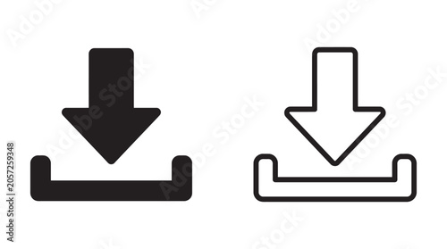 Obraz na płótnie Download icon set black and white line silhouette