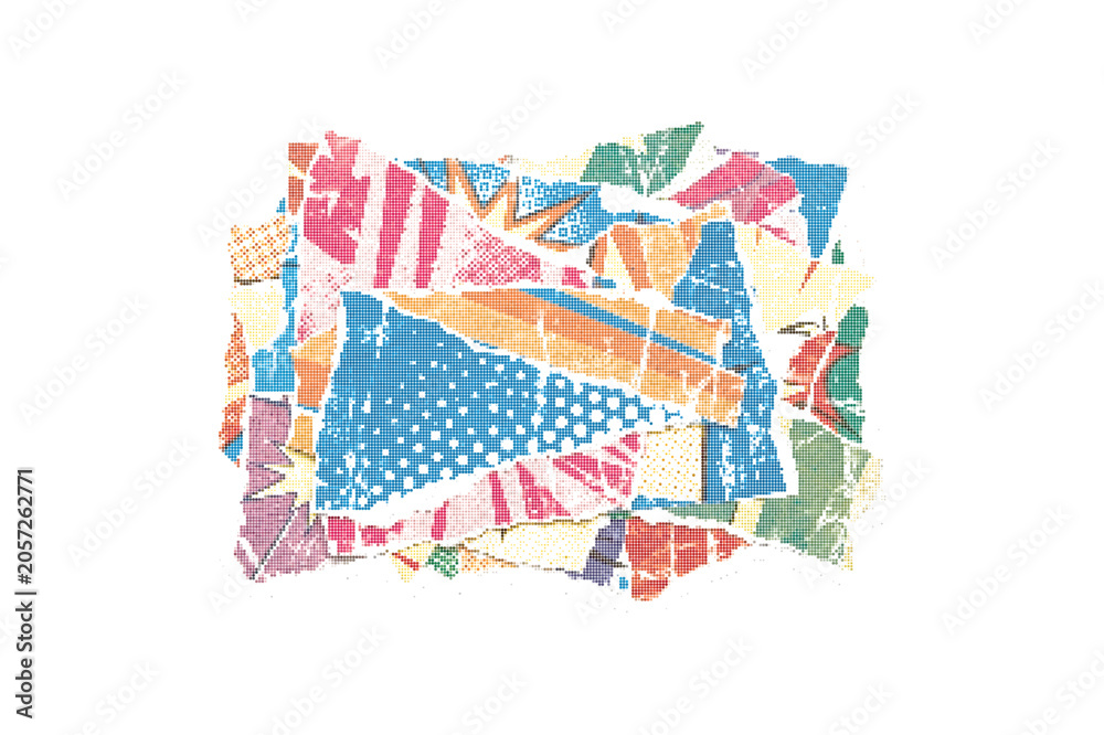 Obraz premium Torn paper sticker mixed colorful collage vector illustration