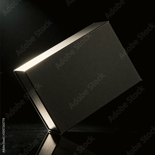 Dark Gift Box Mockup with Illuminated Edge