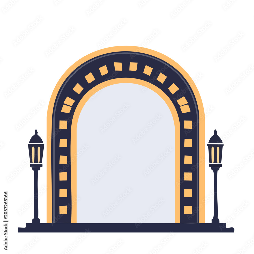 Fototapeta premium Yellow gateway arch with towers vector