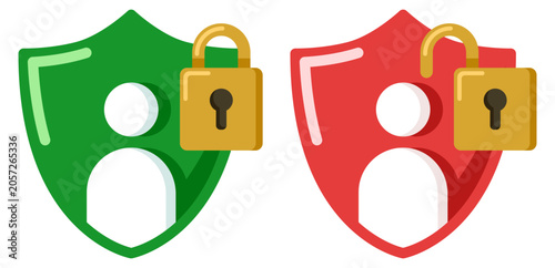 Quadro su tela User Privacy Icon Set for Data Protection and Security Concept