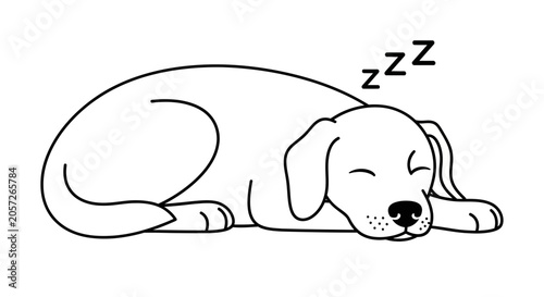Quadro em tela Cute dog sleeping illustration, relaxed pet, animal rest