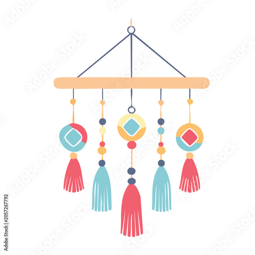 Flat design clothesline with hanging clothes