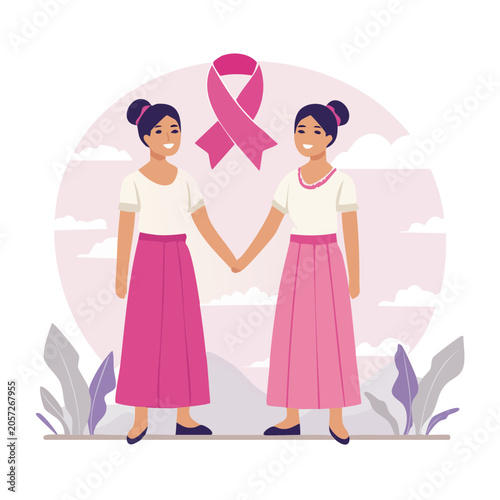 Flat design vector of couple holding heart gift