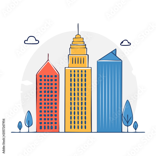 Flat design vector of modern city buildings