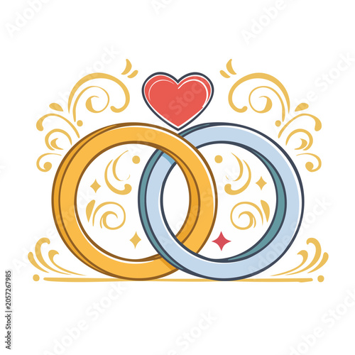 Gold and blue heart gear symbol