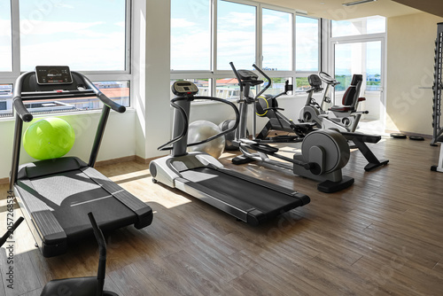 Modern fitness center inter...