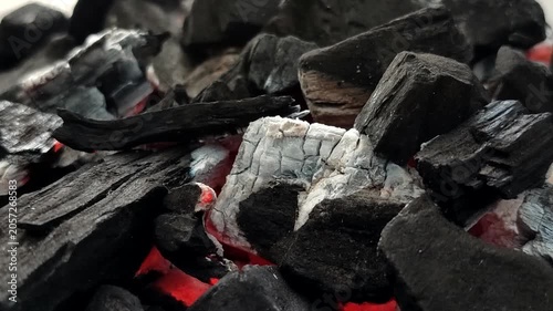 Hot burning charcoal with red embers and white ash. A stable, efficient, and smoke free heat source, this charcoal is ideal for domestic, culinary, and industrial use