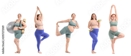 Pregnant woman exercising w...