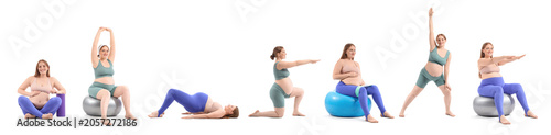 Pregnant woman exercising w...