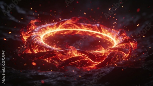 Fiery Red Energy Portal Ring Background