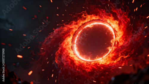 Fiery Red Energy Portal Ring Background