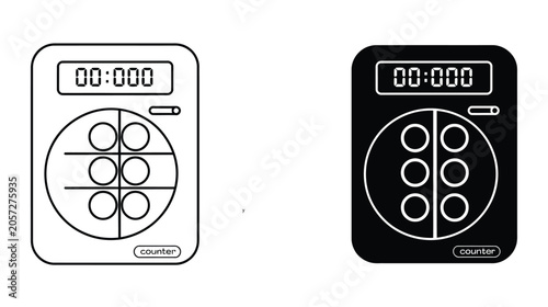 Cuadro en lienzo Black and white digital counters with target screens and numeric displays vector