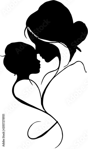 silhouette of mother and child