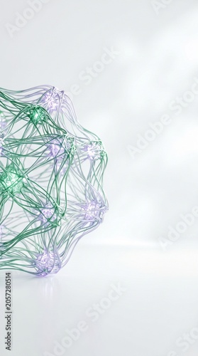 Close-up of a futuristic glowing organic light sculpture symbolizing creative AI thought