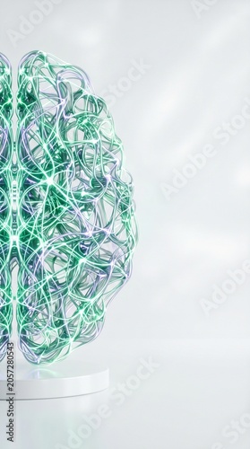 Close-up of a futuristic glowing organic light sculpture symbolizing creative AI thought