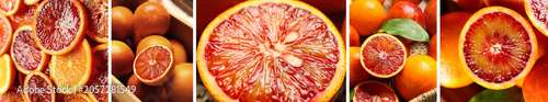 Fresh blood orange slices a...