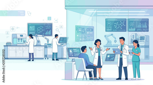 FutureMedicalTechHealthcareAIIntegrationIllustration