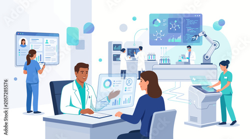 Healthcare Professionals Using Digital Medical Technology