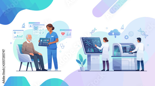 Healthcare Professionals Using Digital Medical Technology