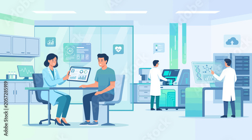 Medical Professionals Discussing Digital Health Data with Patient