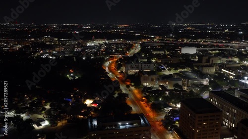 Aerial Night View of an Illuminated Football Stadium in Austin Texas Part 1 of 2