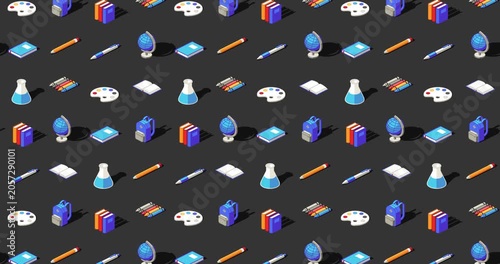Education themed Back to school loop simple slide animation on dark grey background