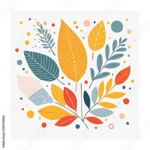 Tropical leaves flat design illustration