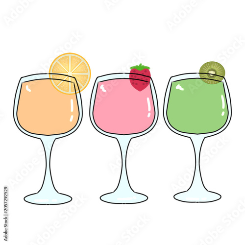 colorful fruit drink set summer element