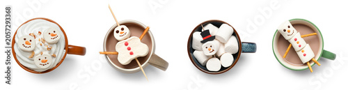 Four hot chocolate mugs wit...