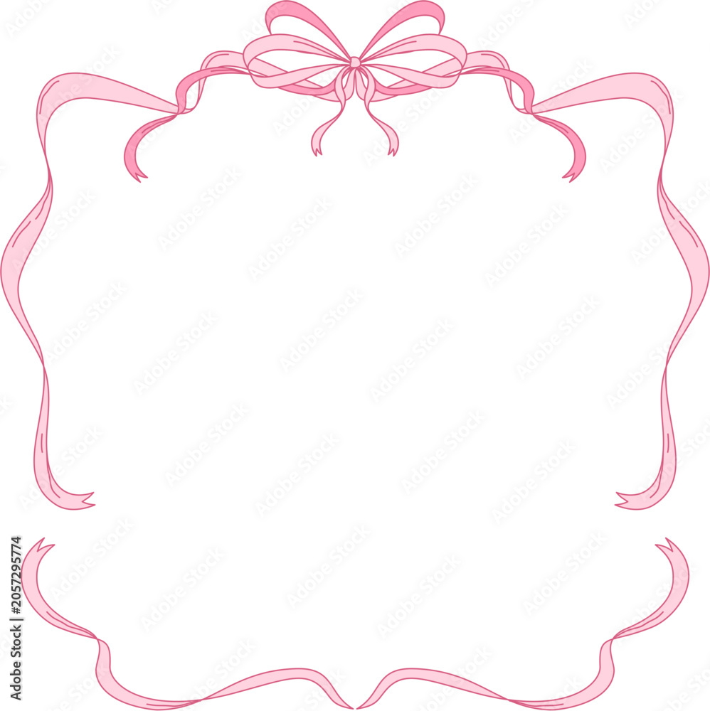 Fototapeta premium Pink Coquette Ribbon and Bow Frame