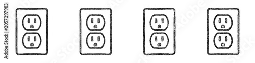 Photos Monochrome sketch duplex outlet icon design set