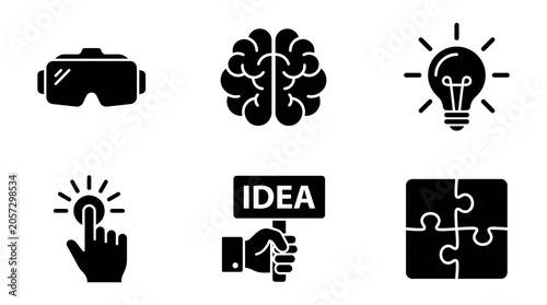Creative thinking and innovation concept icons set