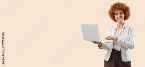 Smiling businesswoman with ...
